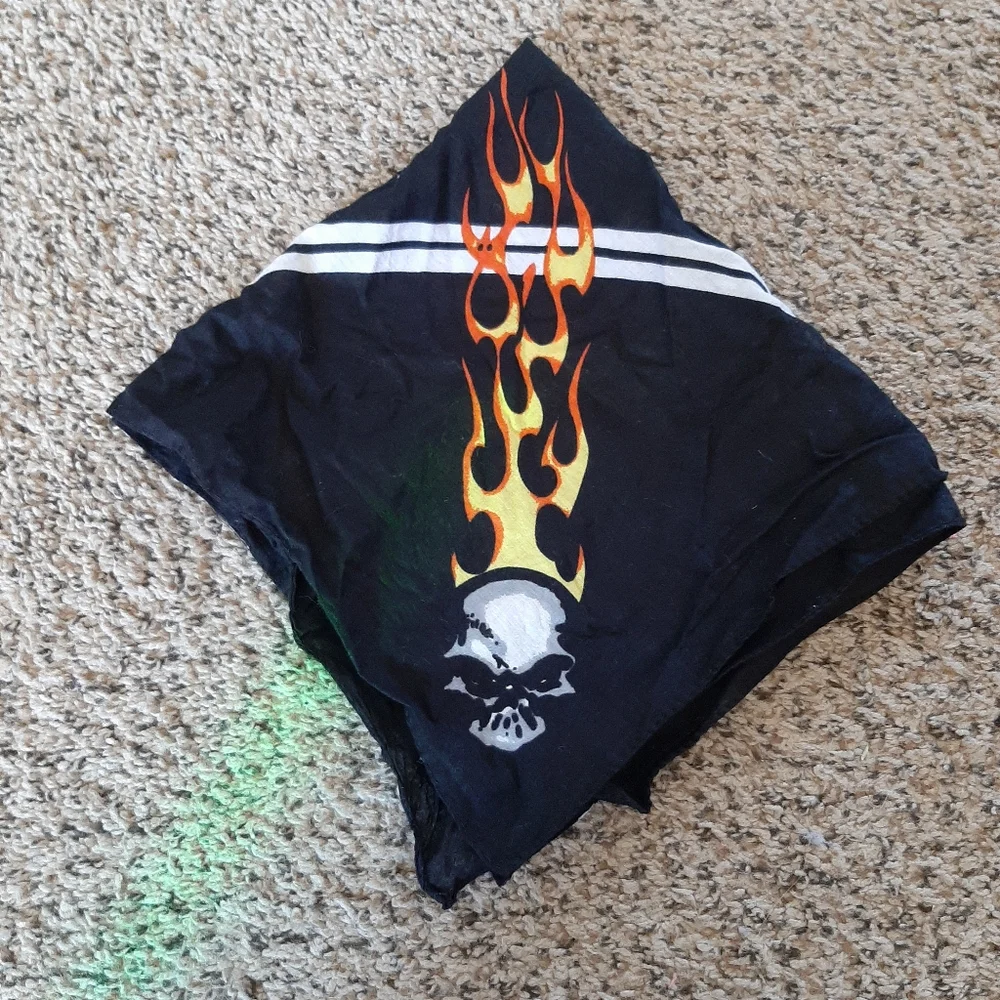 Skulls and Flames Square Cotton Bandana